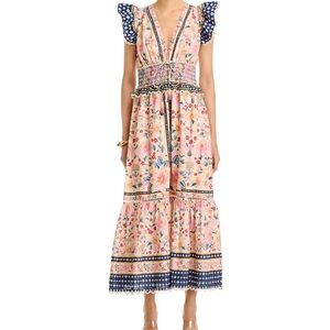 Farm Rio Superbloom Floral Maxi Dress with Ruffle Sleeves